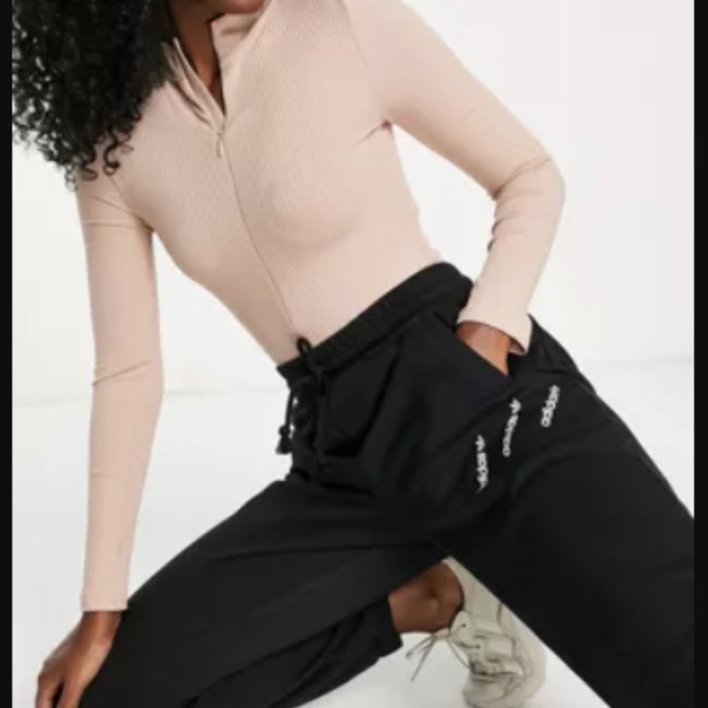 WOMEN adidas Originals Logomania triple logo sweatpants in black